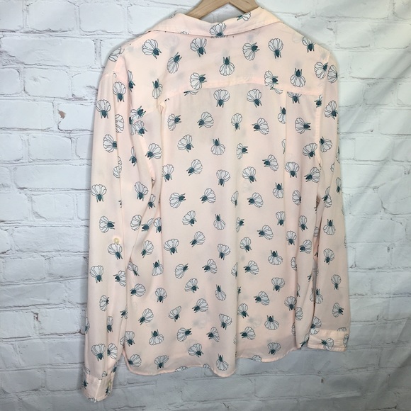 LOFT Long Sleeve Button Down Floral Print Top Size Large - Picture 4 of 7